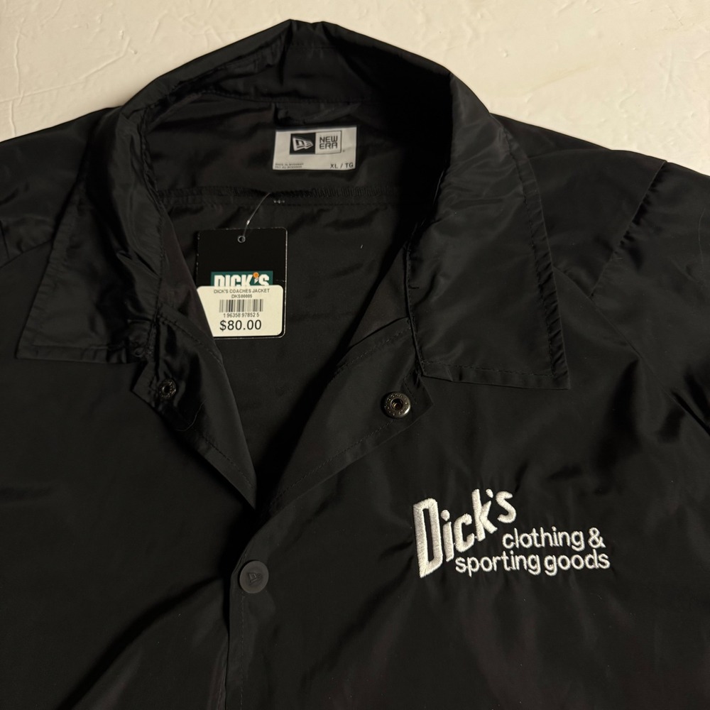 New Era Dicks Sporting Goods Coaches Jacket Mens XL Black Snap Front Windbreaker